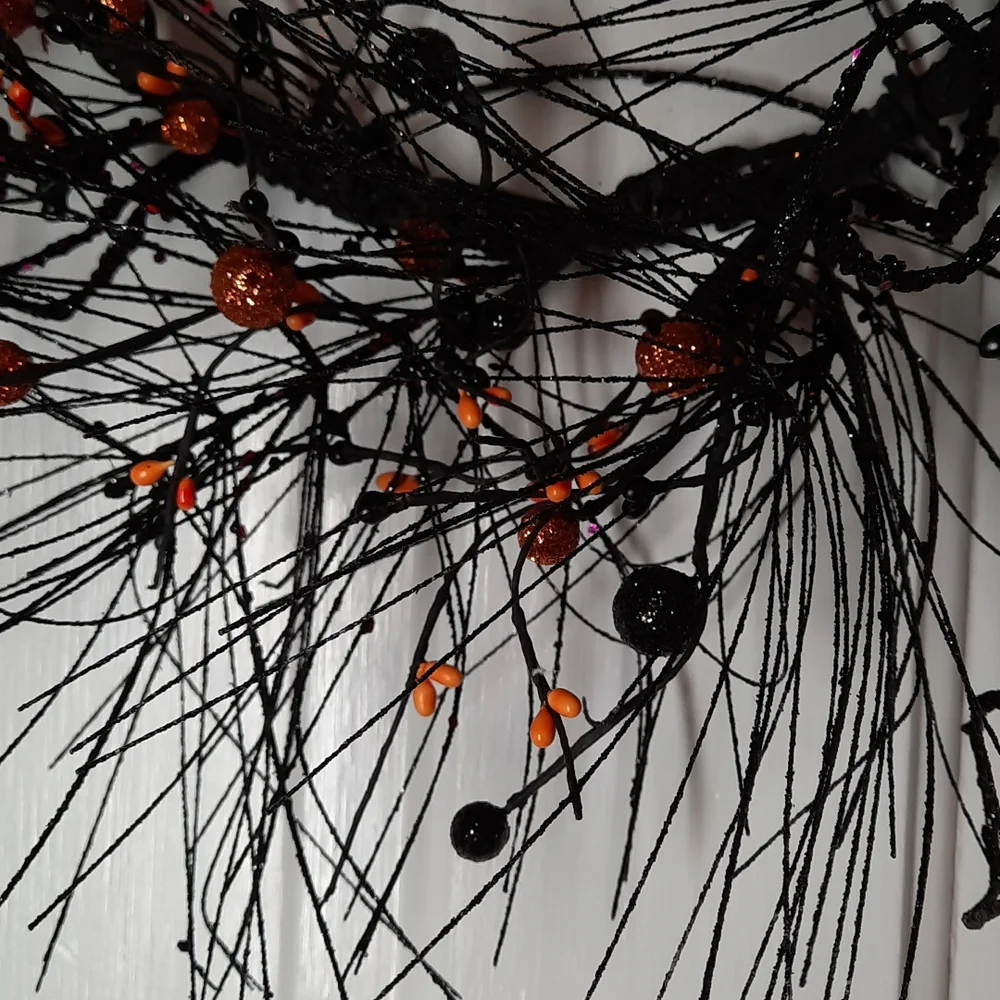 Wreath Glitter Spider Web Halloween Door Wall Decor Spiders Whimsical Fun